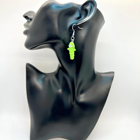 Glow Worm Earrings - Retro Toy Earrings - 90s Y2K Earrings - Kidcore Earrings - Picture 8 of 9